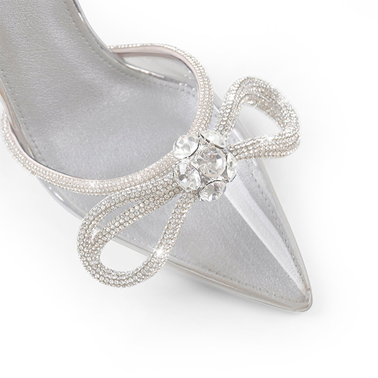 2022 hot sale crystal Bow Pointed Toe High Heel Sandals (9)